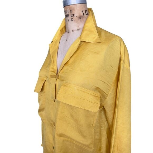MASSIMO DUTTI Yellow Silky Shirt Size XS - Picture 2 of 6